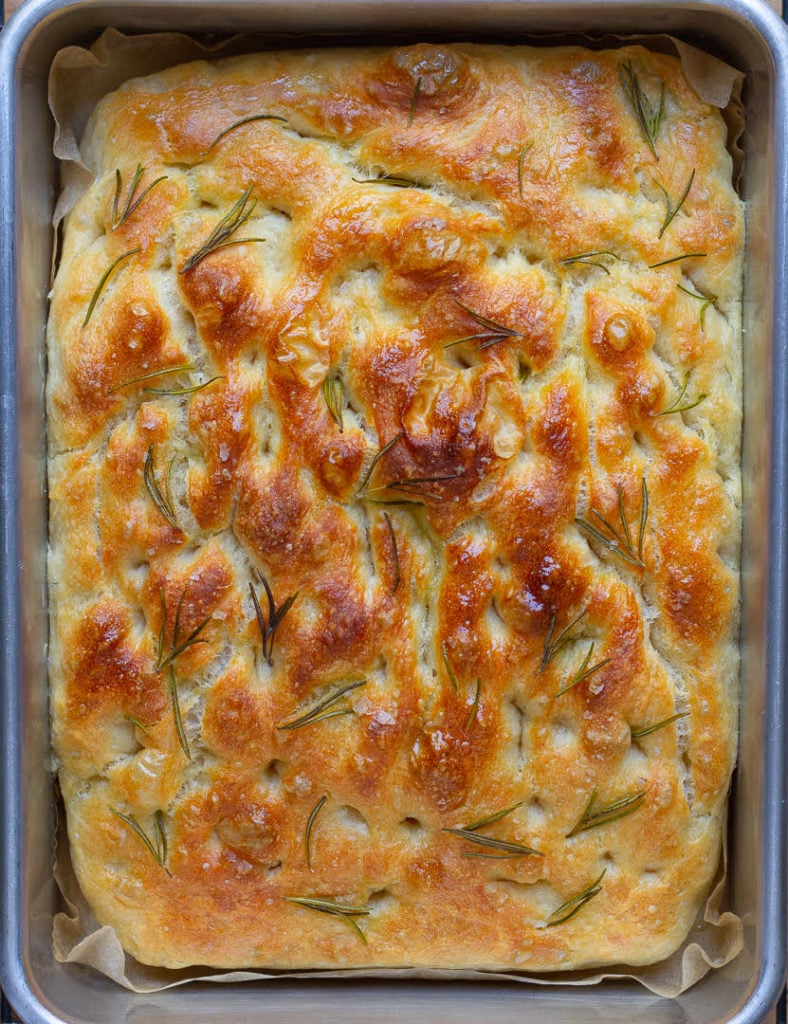 Baked focaccia